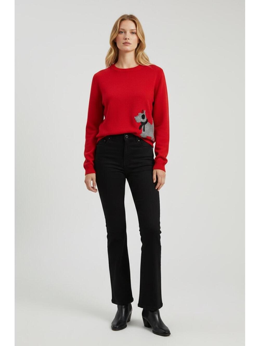 Talbots Tartan Scottish Terrier Red Sweater, Approximate Sz. Large (Tag Missing)